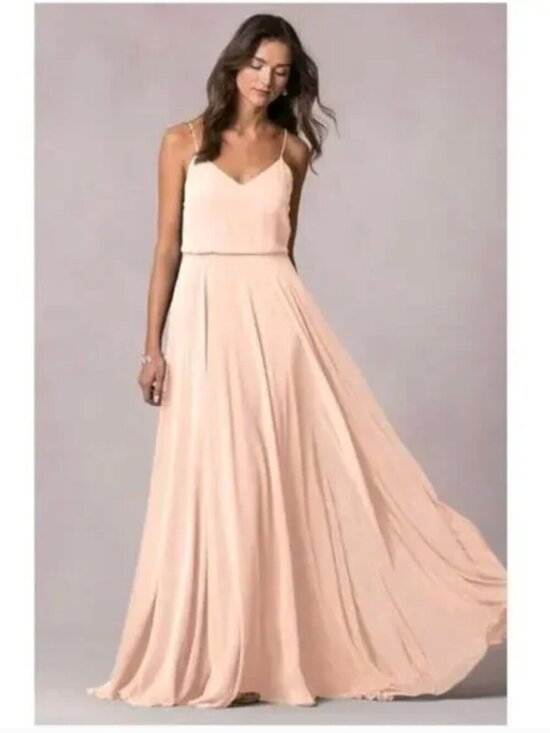 Jenny Yoo Dresses & Skirts - Jenny Yoo Inesse Blush Chiffon Maxi Dress Size 6 BHLDN Bridesmaid Formal